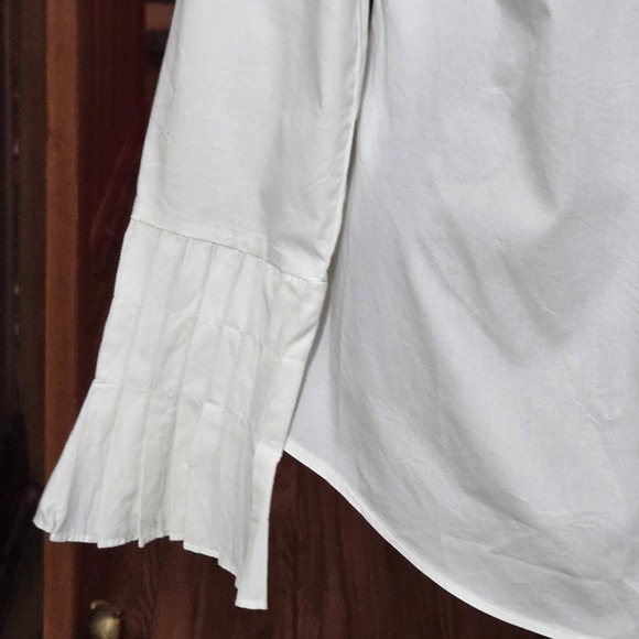 Banana Republic Riley II Tailored Shirt White Pleated Flared Cuff Button Down 8 - Picture 5 of 12